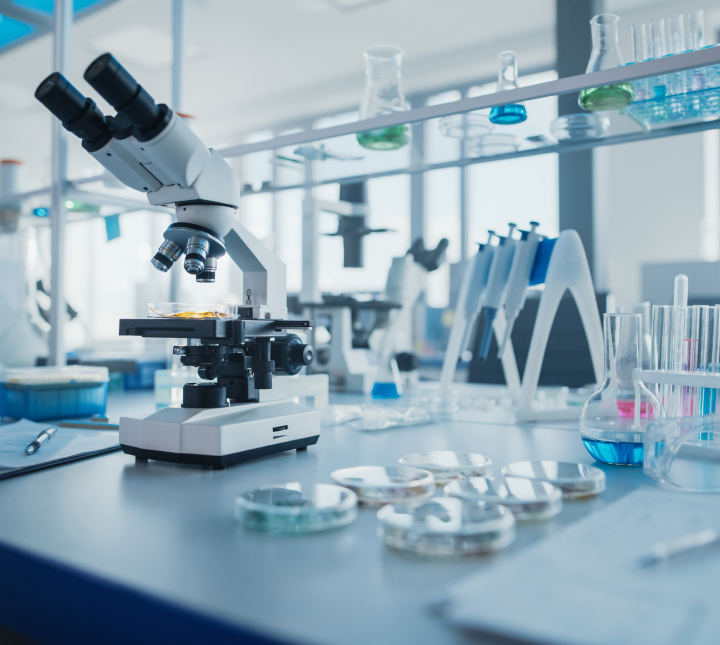 chemicals laboratory with microscope